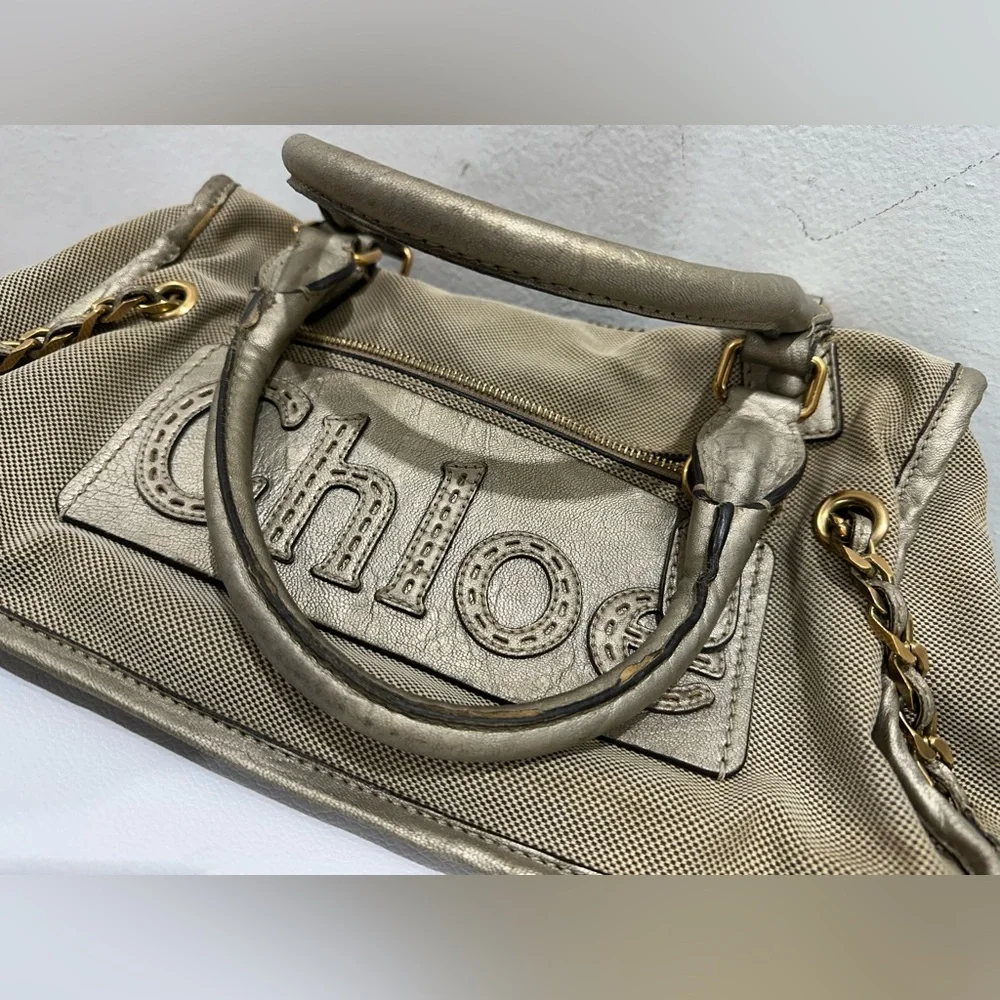 Chloe Metallic Champagne Satchel Bag - Picture 14 of 15